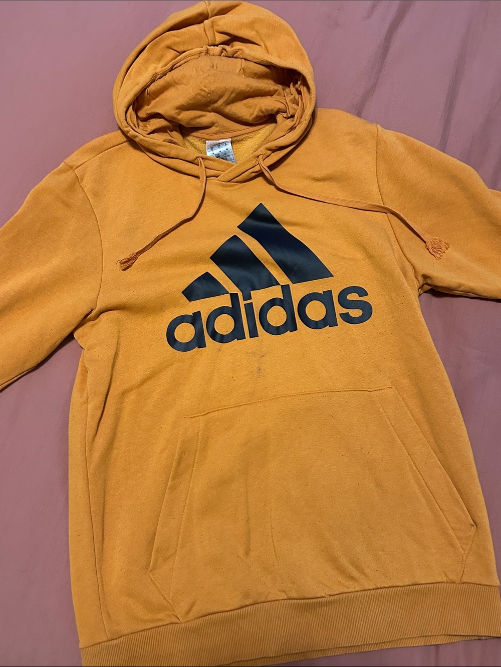 adidas Orange Pullover Hoodie with Black Logo